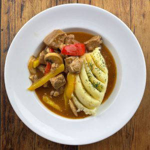 Pork gulasz with Mash and Veg