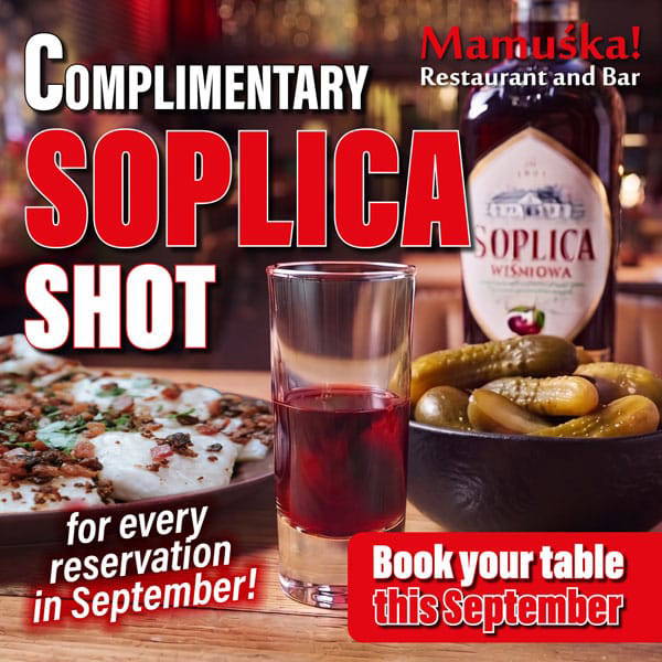 Complimentary Soplica shot for every reservation in September